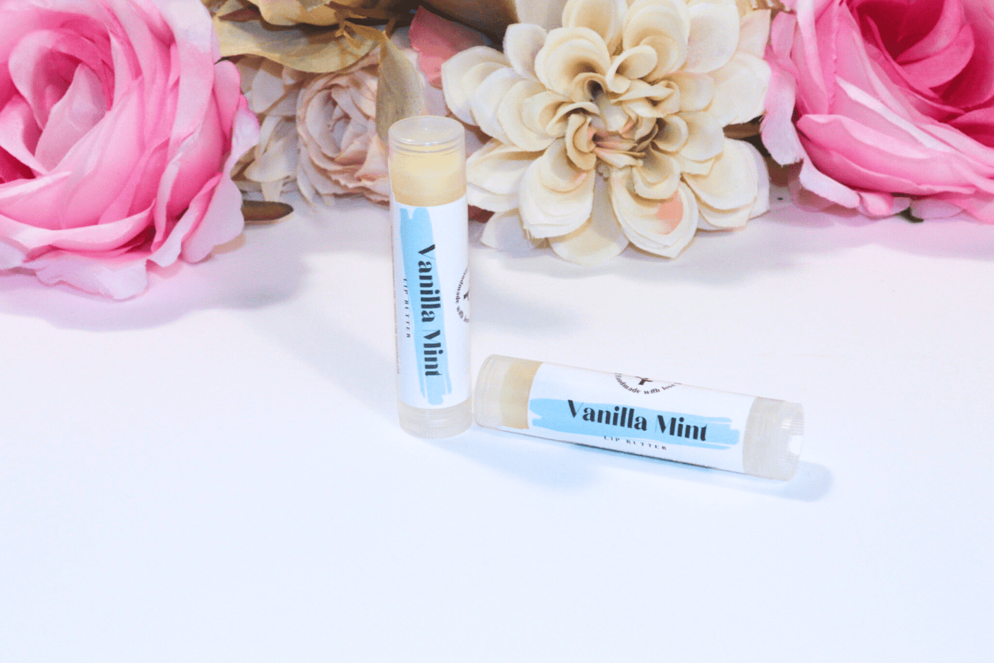 Hydrating Lip Butter in a sleek container, providing intense hydration and protection with a refreshing vanilla mint flavor