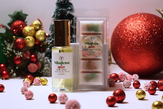 Mistletoe & Spice Room Spray & Wax Melt Gift Set - Lathered & Pampered, LLC - Room Spray & Wax Melt